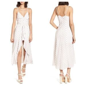 Lush Stripe Gathered High/Low Dress size small